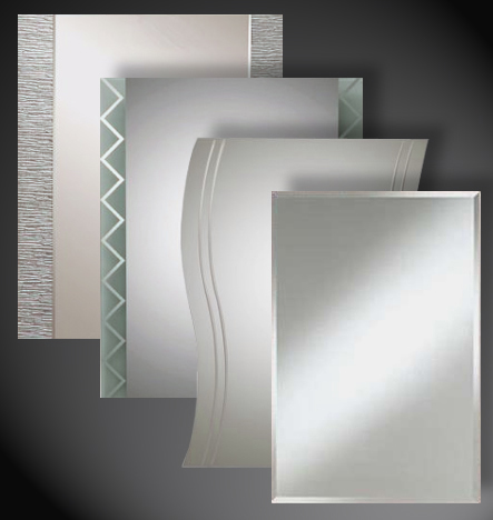 Textured glass, textured mirror, de-silvered or antique mirror, tempered painted glass, Finch Industries, inc. 